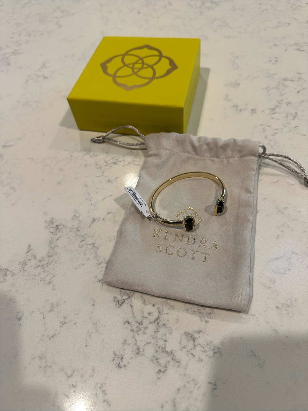 Kendra Scott Gold Black Elton Open Cuff Bracelet Gold NWT
